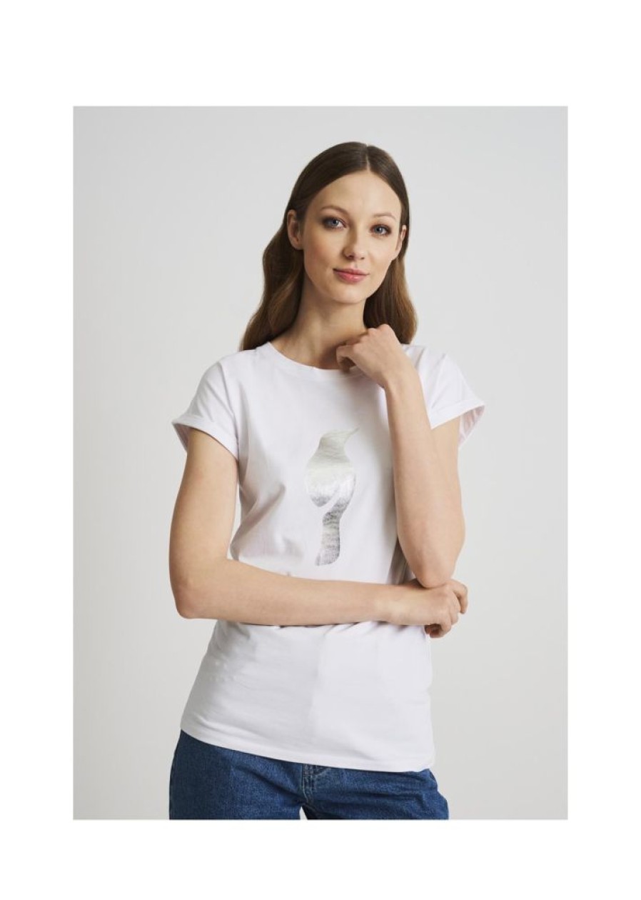 Ona OCHNIK T-Shirty | Bialy T-Shirt Damski Z Wilga