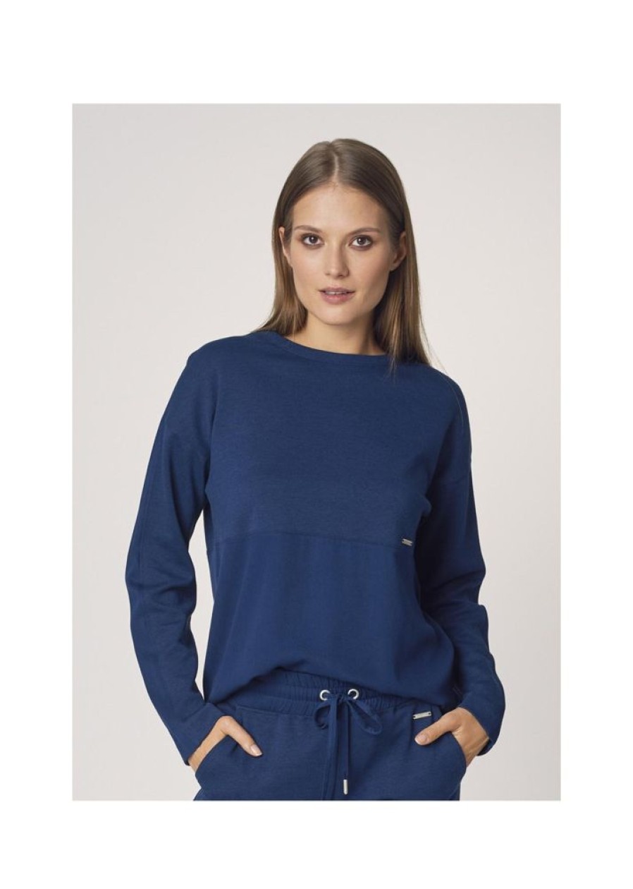 Ona OCHNIK Bluzki I Bluzy | Granatowa Bluza Basic Oversize Damska