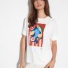 Ona OCHNIK T-Shirty | Bialy T-Shirt Damski Z Printem