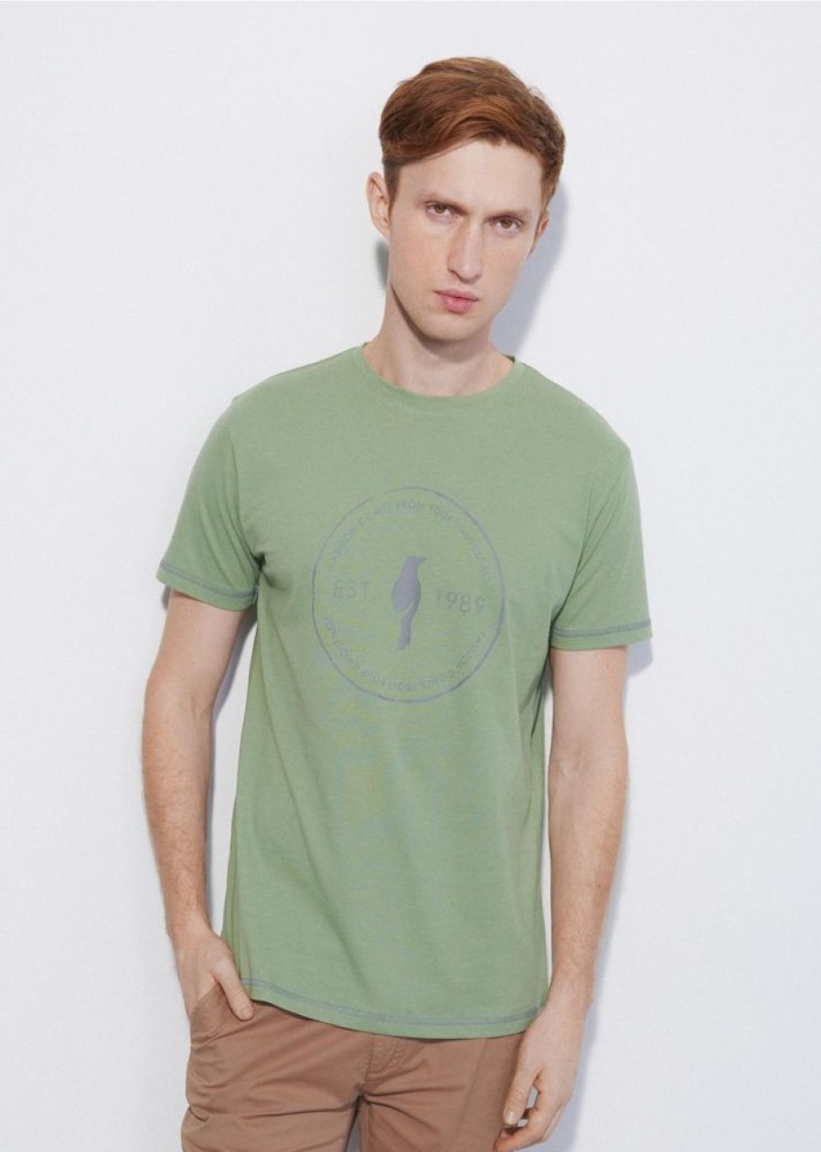 On OCHNIK T-Shirty | Zielony T-Shirt Meski Z Logo