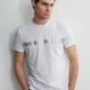 On OCHNIK T-Shirty | Bialy T-Shirt Meski Ze Srebrnym Printem