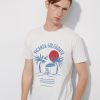 On OCHNIK T-Shirty | Kremowy T-Shirt Meski Z Printem