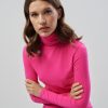 Ona OCHNIK Bluzki I Bluzy | Rozowa Bluzka Longsleeve Damska Z Golfem