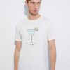 On OCHNIK T-Shirty | Kremowy T-Shirt Meski Z Printem